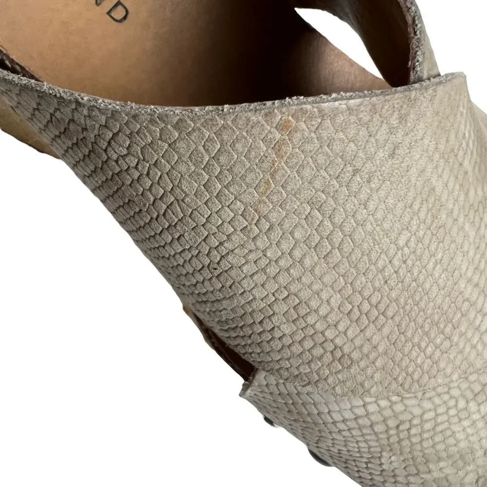 Lucky Brand Wedge Neeka Sandals Snake Skin Print Tan Cream Leather Upper 9M